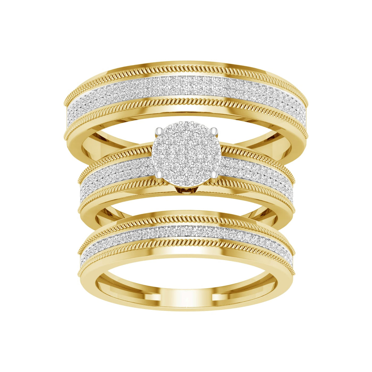 10K 0.60CT Diamond Trio Set