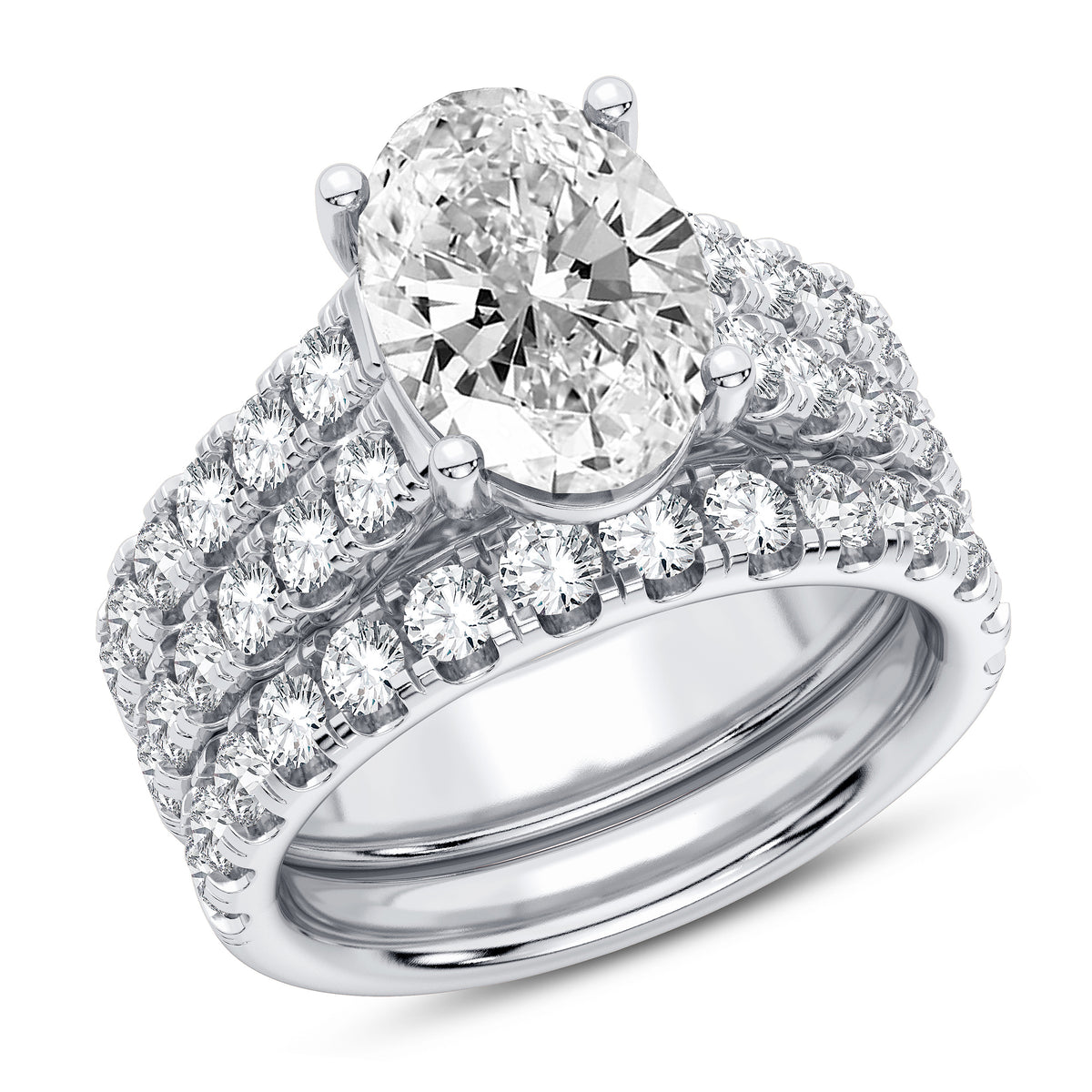 14K 5.00CT Certified Lab Grown Diamond Bridal Set