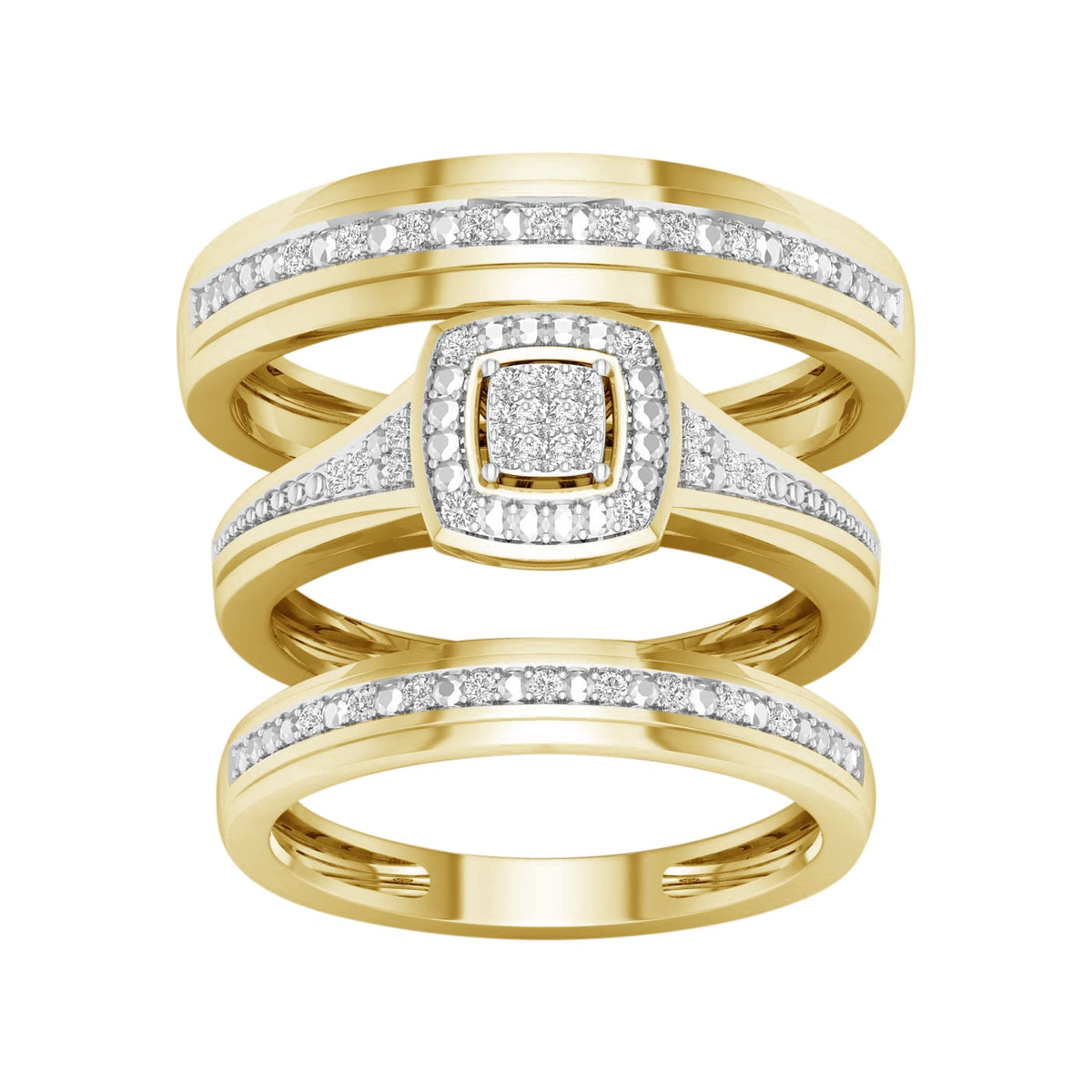 10K 0.10CT Diamond Trio Set