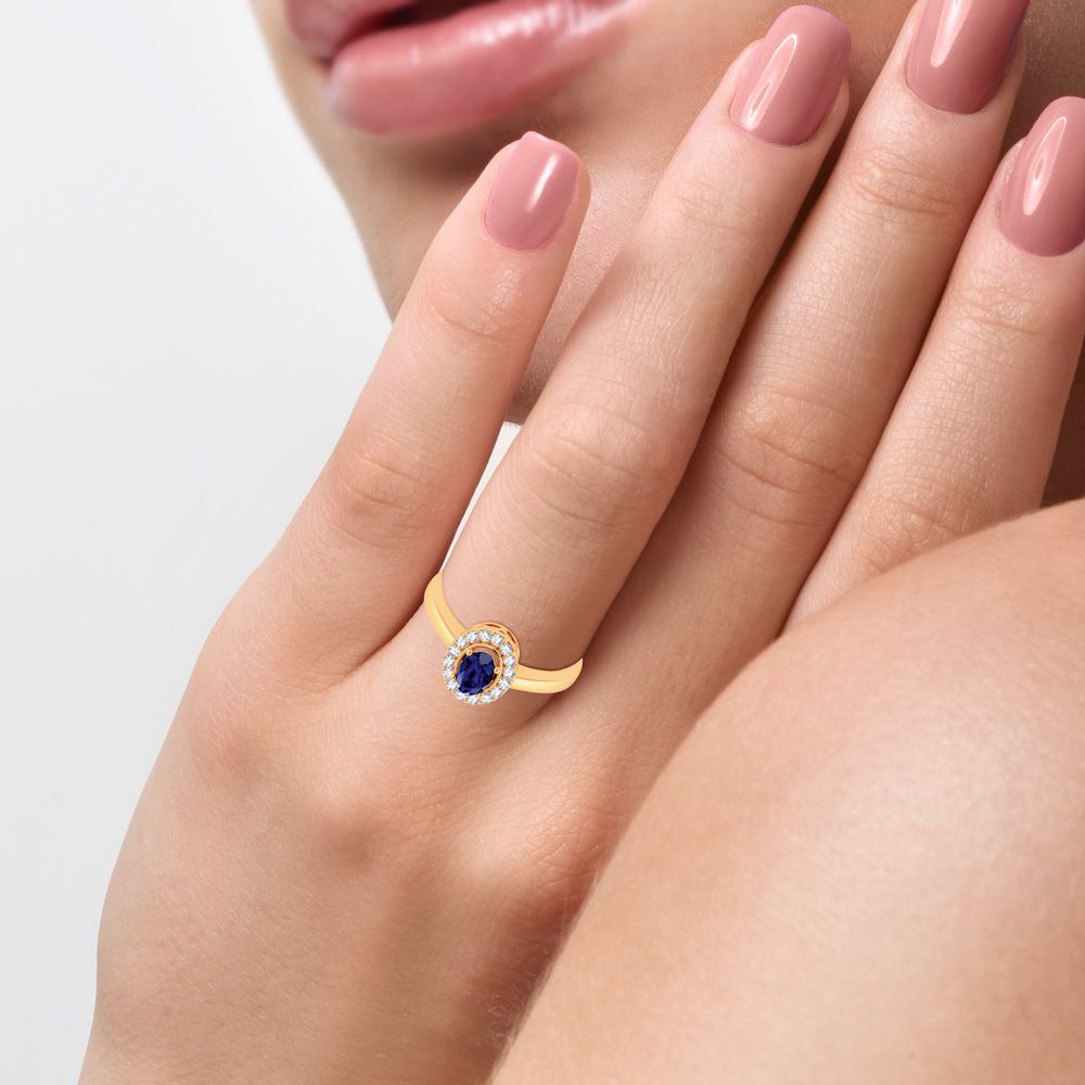 14K 0.15CT Diamond Sapphire Ring