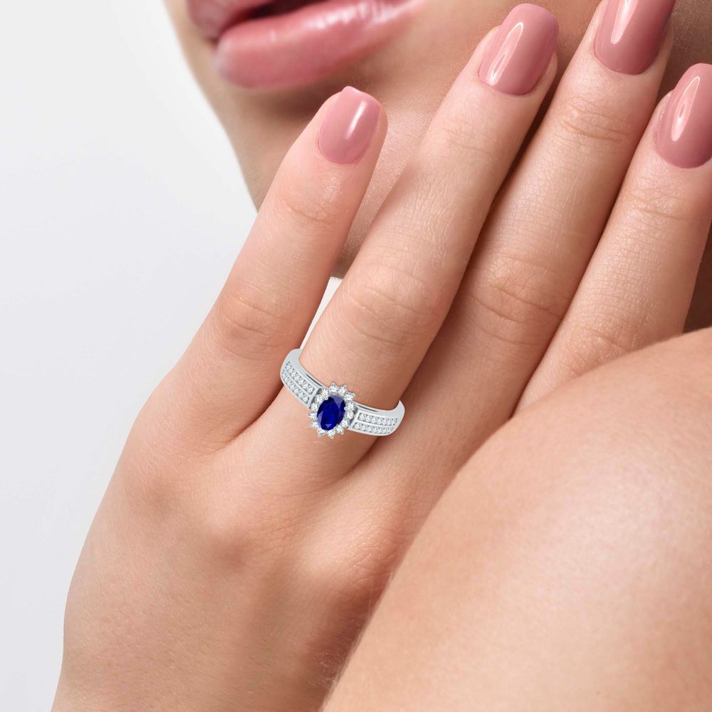 14K 0.25CT Diamond Sapphire Ring