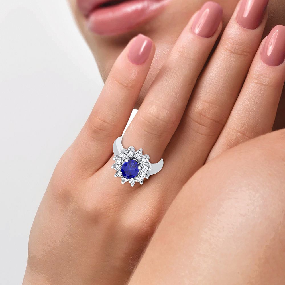 14K 0.78CT Diamond Sapphire Ring
