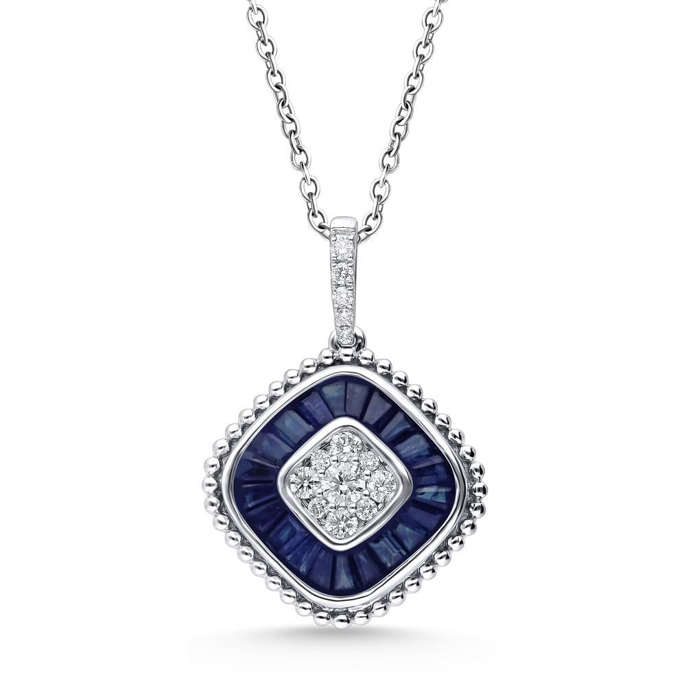 14K 0.25CT Diamond Sapphire Pendant