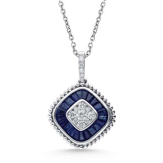14K 0.25CT Diamond Sapphire Pendant