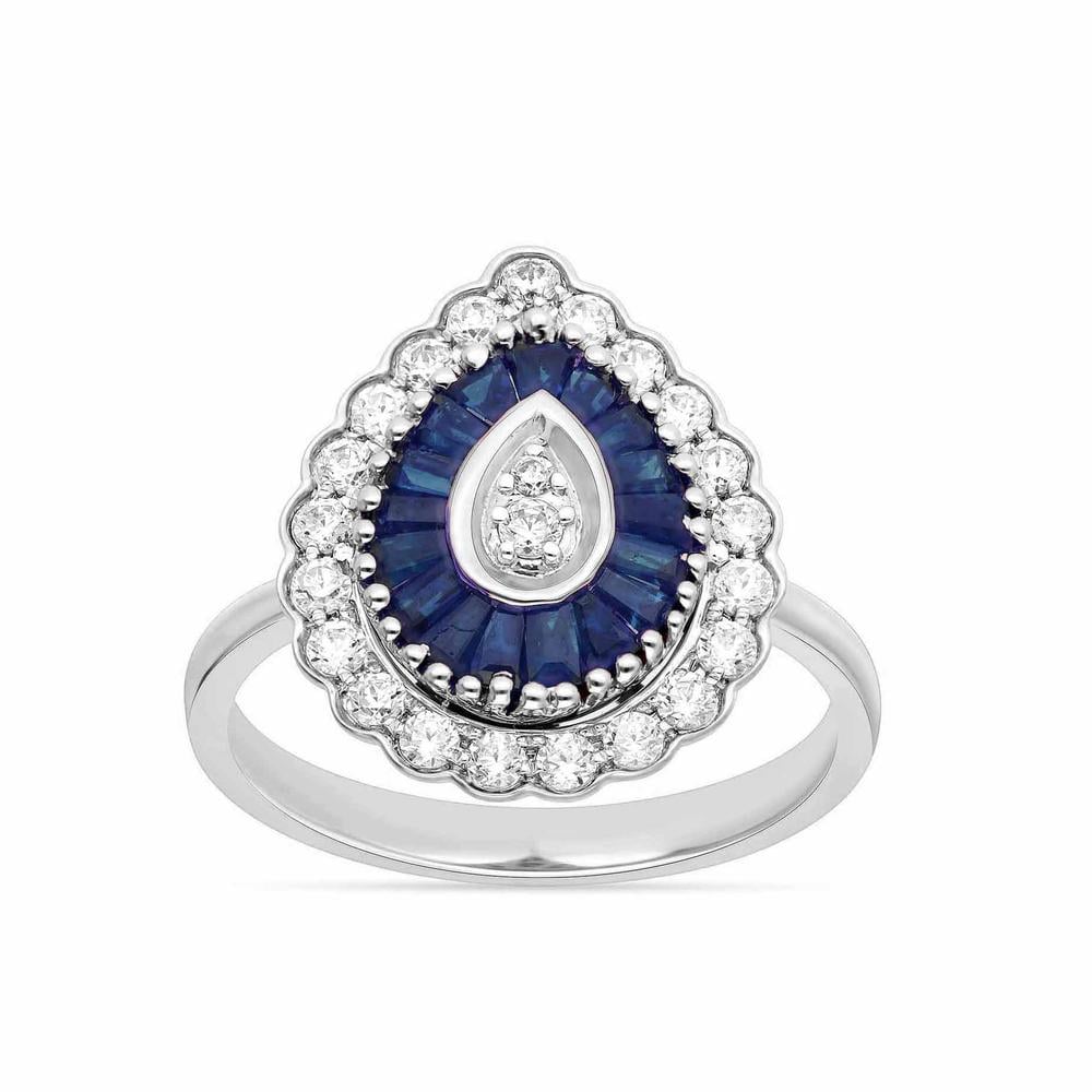 14K 0.35CT Diamond Sapphire Ring