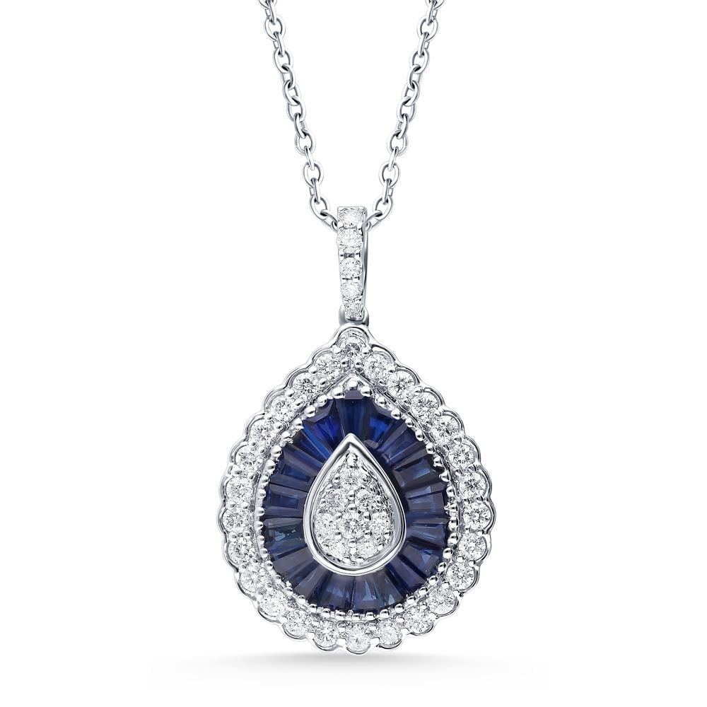 14K 0.59CT Diamond Sapphire Pendant