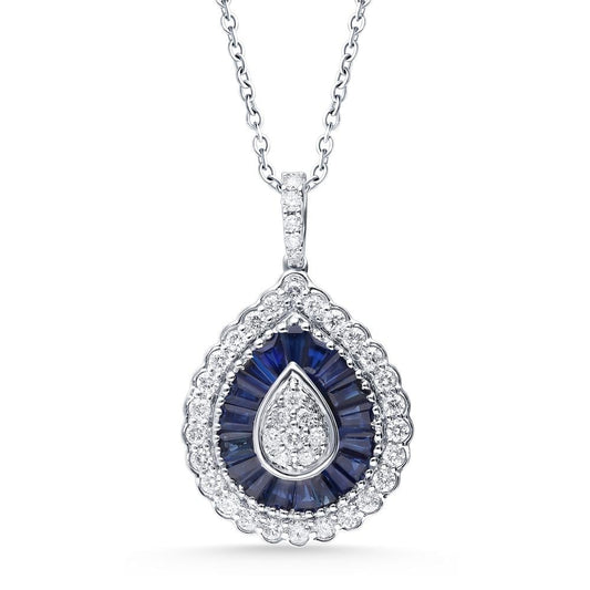 14K 0.59CT Diamond Sapphire Pendant