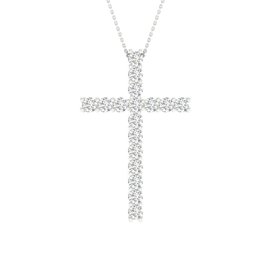 14K 1.00CT Certified Lab Grown Diamond Cross Pendant ( Igi Certified )