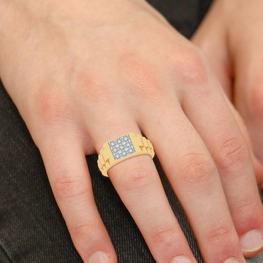 10K 0.16CT Diamond Mens Ring
