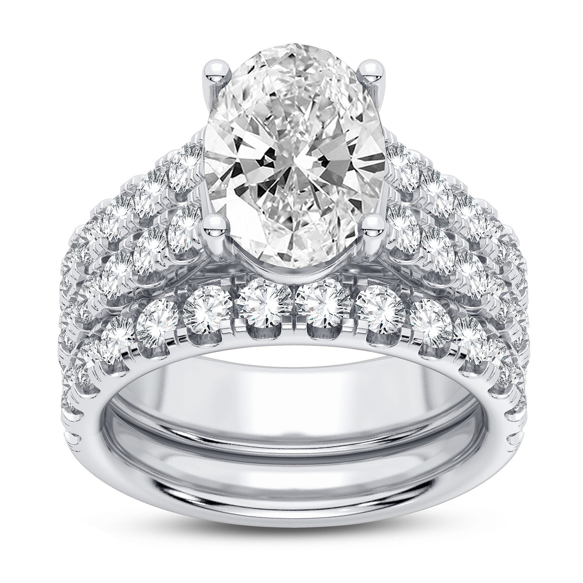 14K 5.00CT Certified Lab Grown Diamond Bridal Set