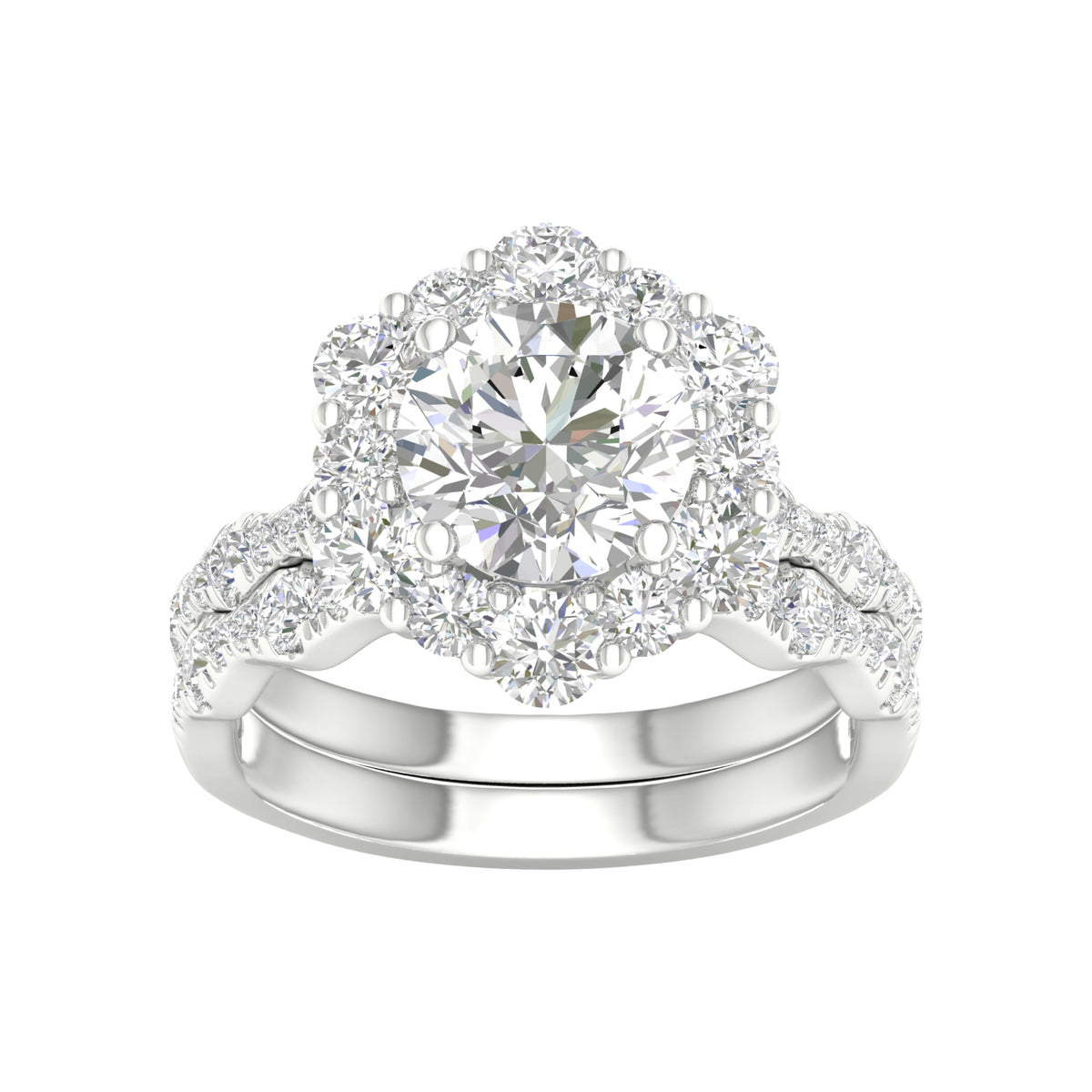 14K 3.75CT Lab Diamond Bridal Set