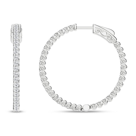 14K 1.00CT Diamond Hoop Earrings