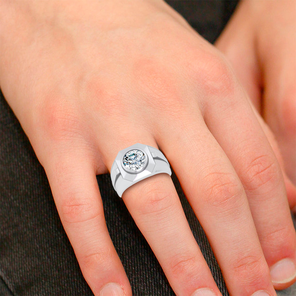 14K 3.00CT Lab Diamond Mens Ring