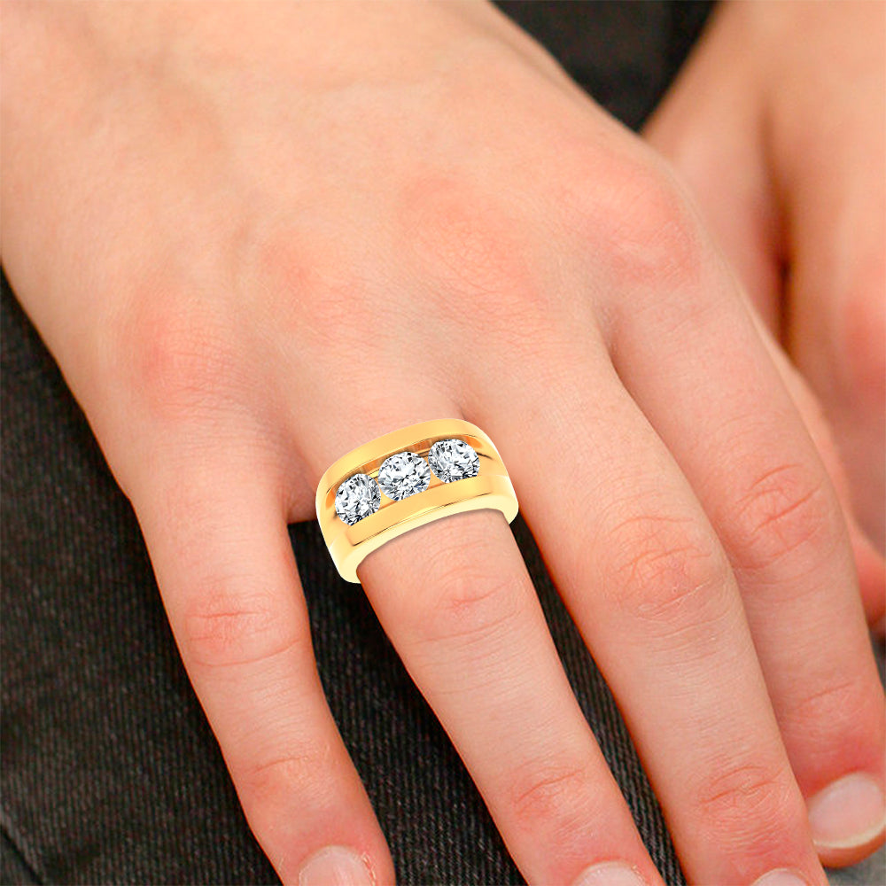 14K 3.20CT Certified Lab Grown Mens Ring