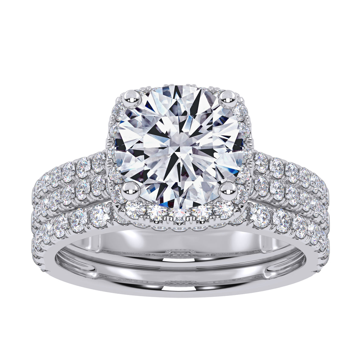 14K 2.54CT Certified Lab Grown Diamond Bridal Set