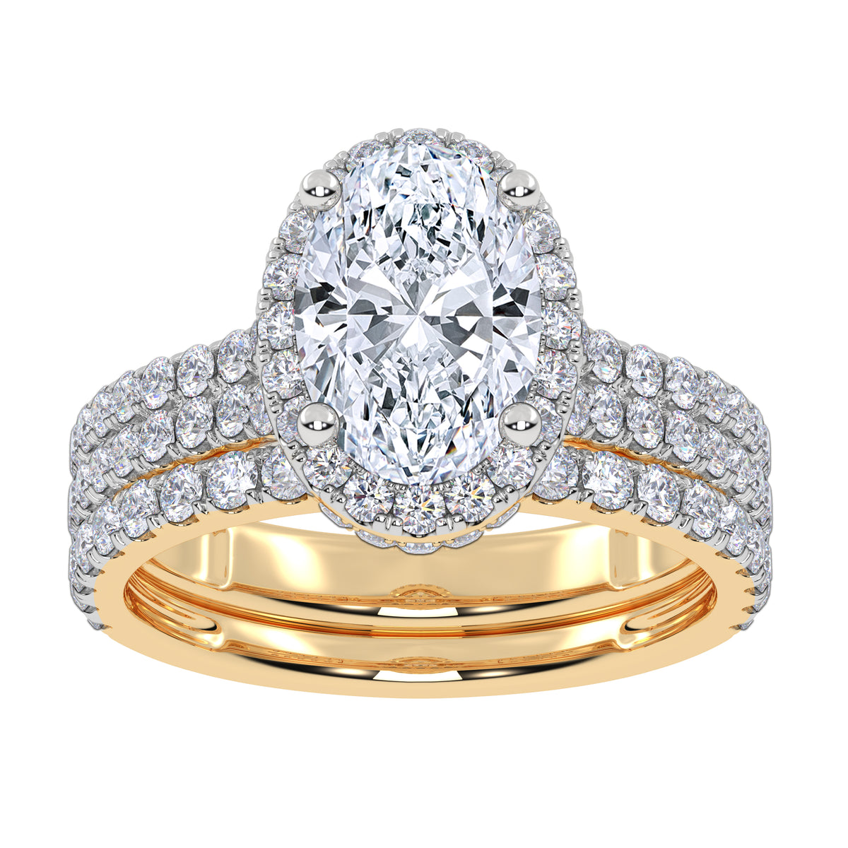 14K 2.54CT Certified Lab Grown Diamond Bridal Set