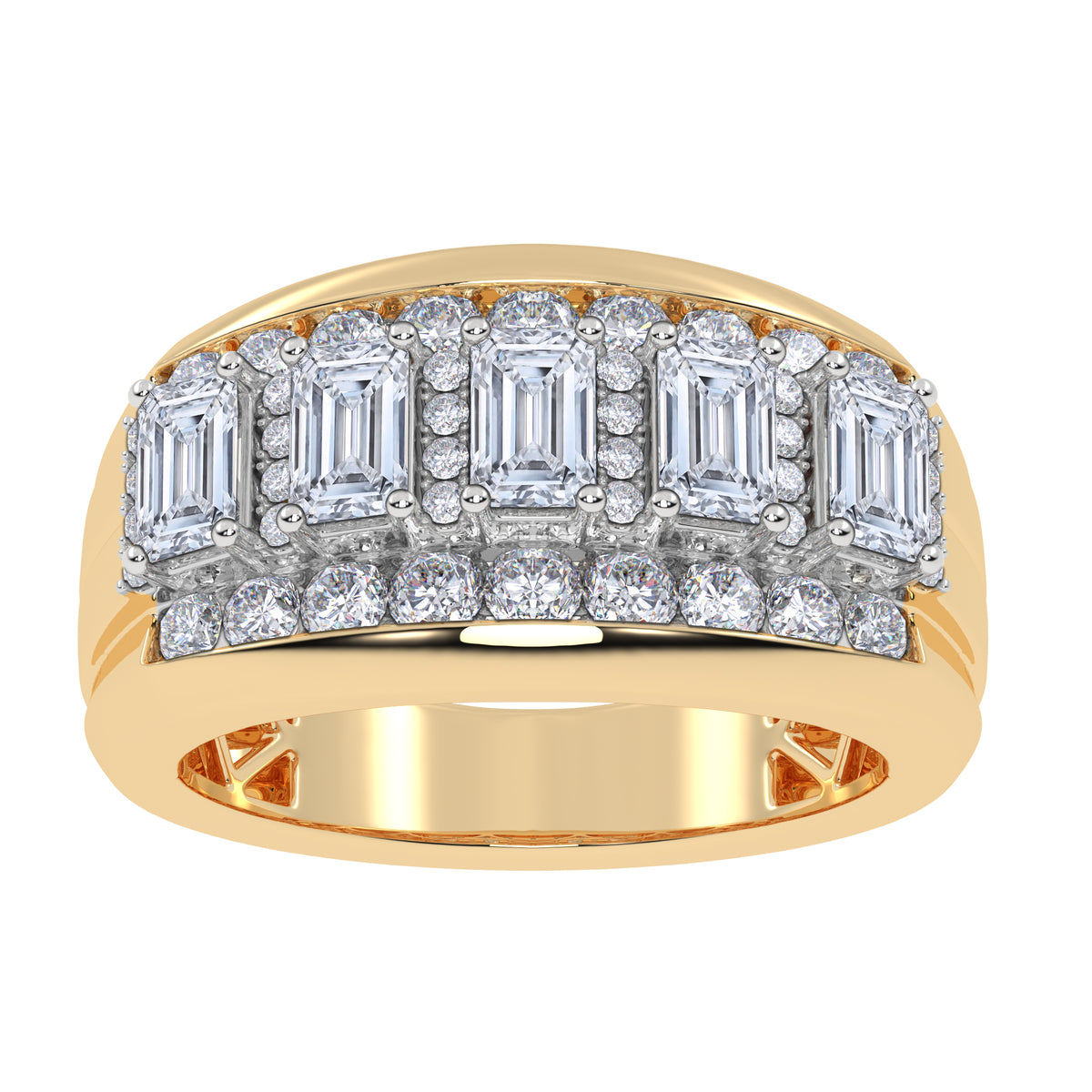 14K 3.50CT Certified Lab Grown Mens Band
