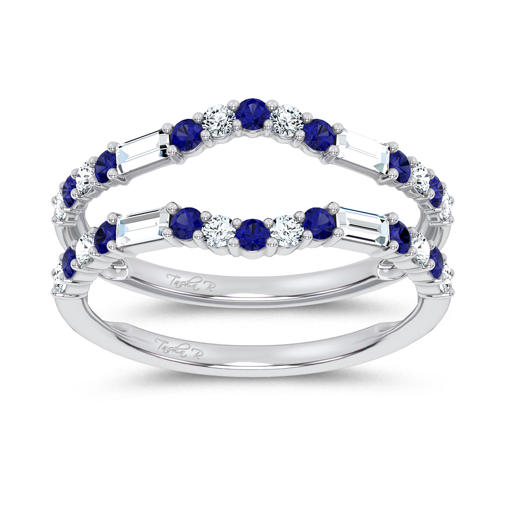14K 0.37CT Natural Sapphire Ring Guard With 0.25CT Lab Grown Diamonds