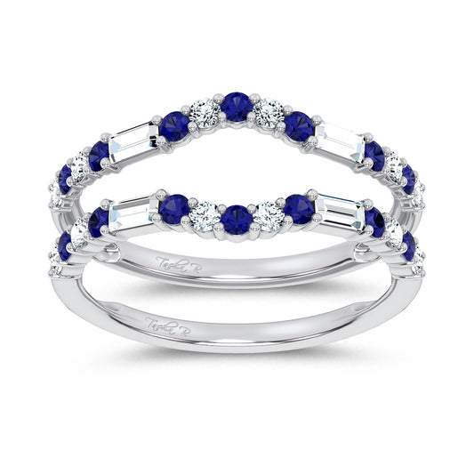 14K 0.37CT Natural Sapphire Ring Guard With 0.25CT Lab Grown Diamonds