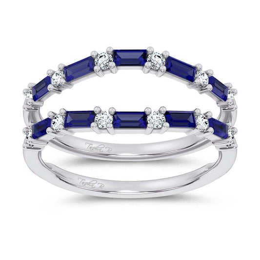 14K 0.58CT Natural Sapphire Ring Guard With 0.25CT Lab Grown Diamonds