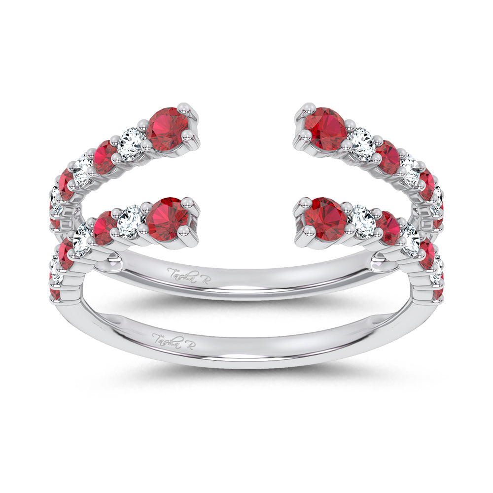 14K 0.54CT Natural Ruby Guard With 0.25CT Lab Grown Diamonds