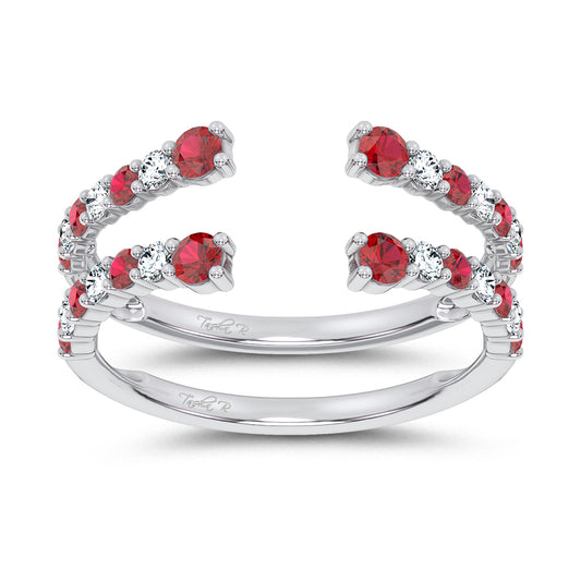 14K 0.54CT Natural Ruby Guard With 0.25CT Lab Grown Diamonds