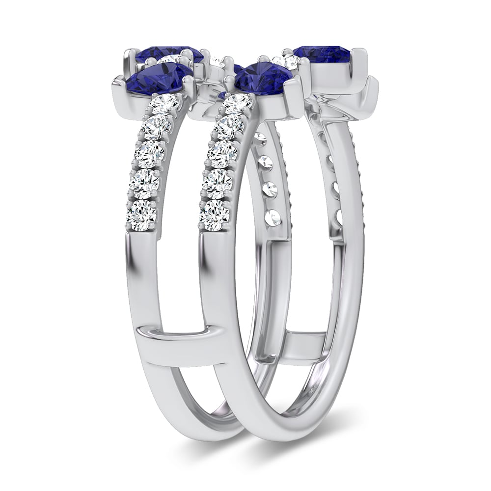 14K 1.14CT Natural Sapphire Ring Guard With 0.55CT Lab Grown Diamonds