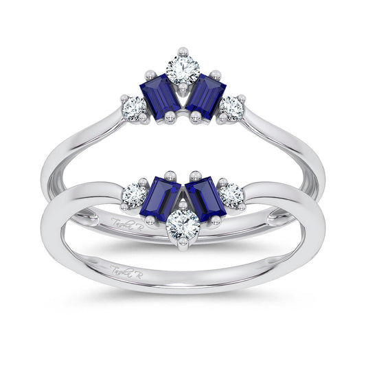14K 0.44CT Natural Sapphire Ring Guard With 0.20CT Lab Grown Diamonds