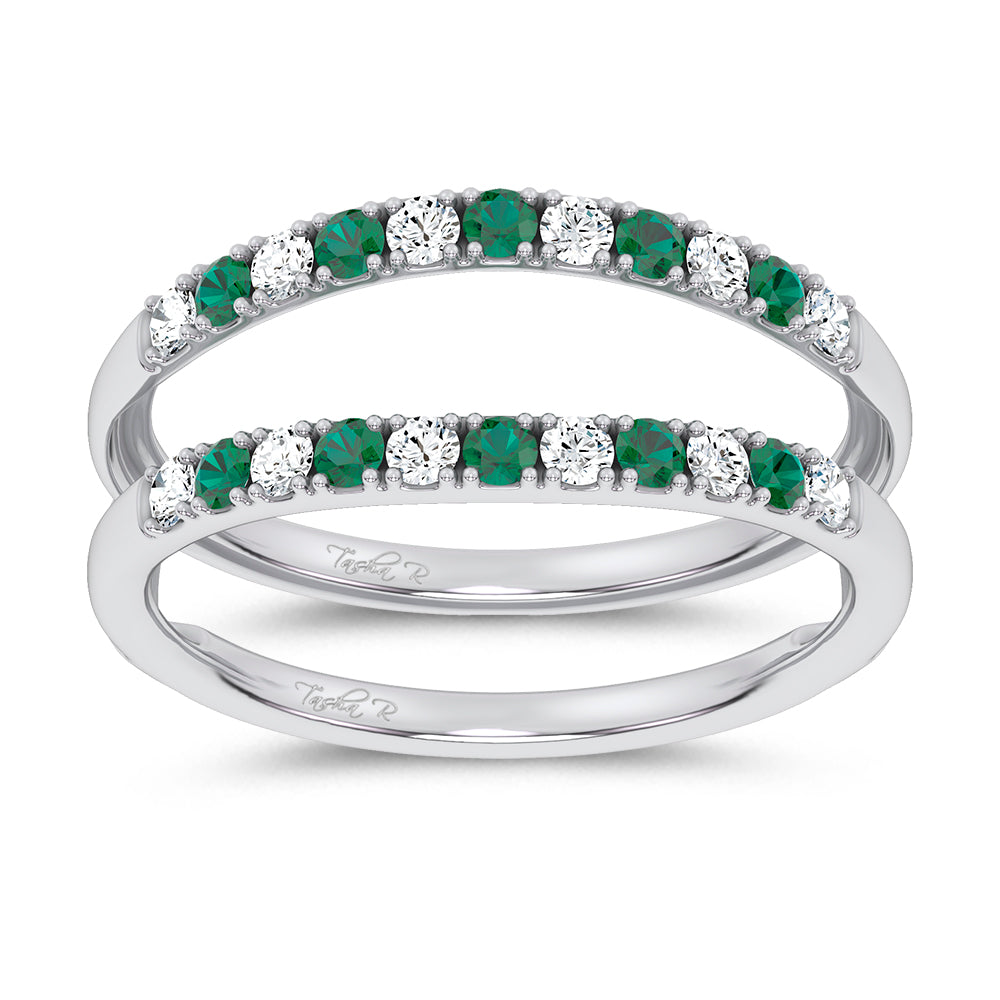 14K 0.58CT Natural Emerald Ring Guard With 0.25CT Lab Grown Diamonds