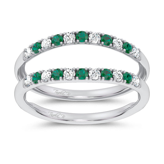 14K 0.58CT Natural Emerald Ring Guard With 0.25CT Lab Grown Diamonds