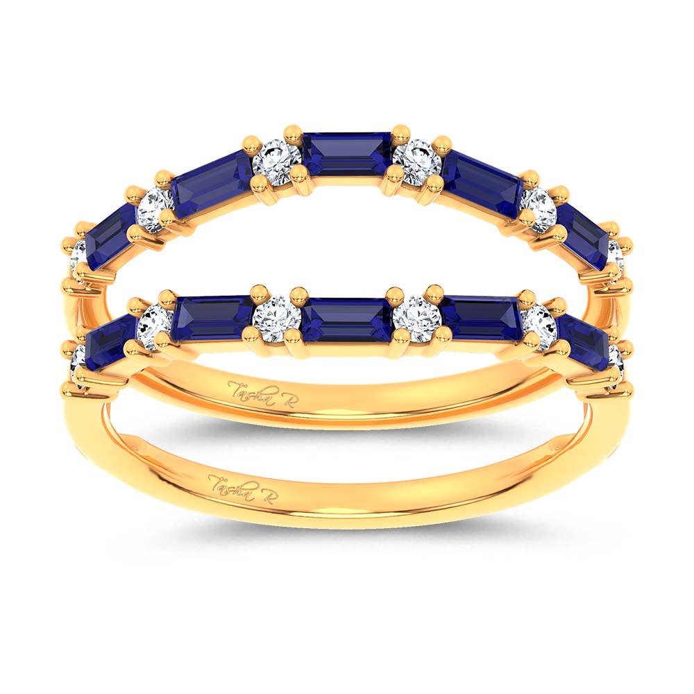 14K 0.58CT Natural Sapphire Ring Guard With 0.25CT Lab Grown Diamonds